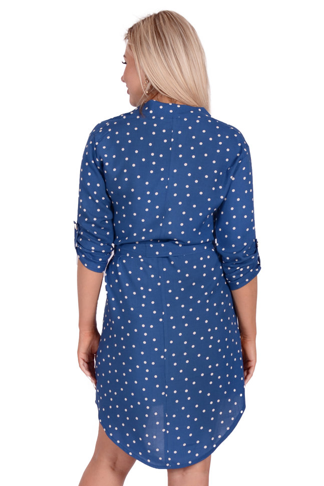 Платье П 684/1 (индиго+горох)