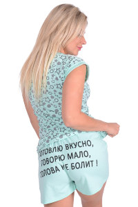 Женская пижама ЖП 006 (ментоловый + звезды)